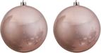 Merkloos Decoris Kerstbal - 2x - lichtroze - groot - 14 cm - kunststof - glans