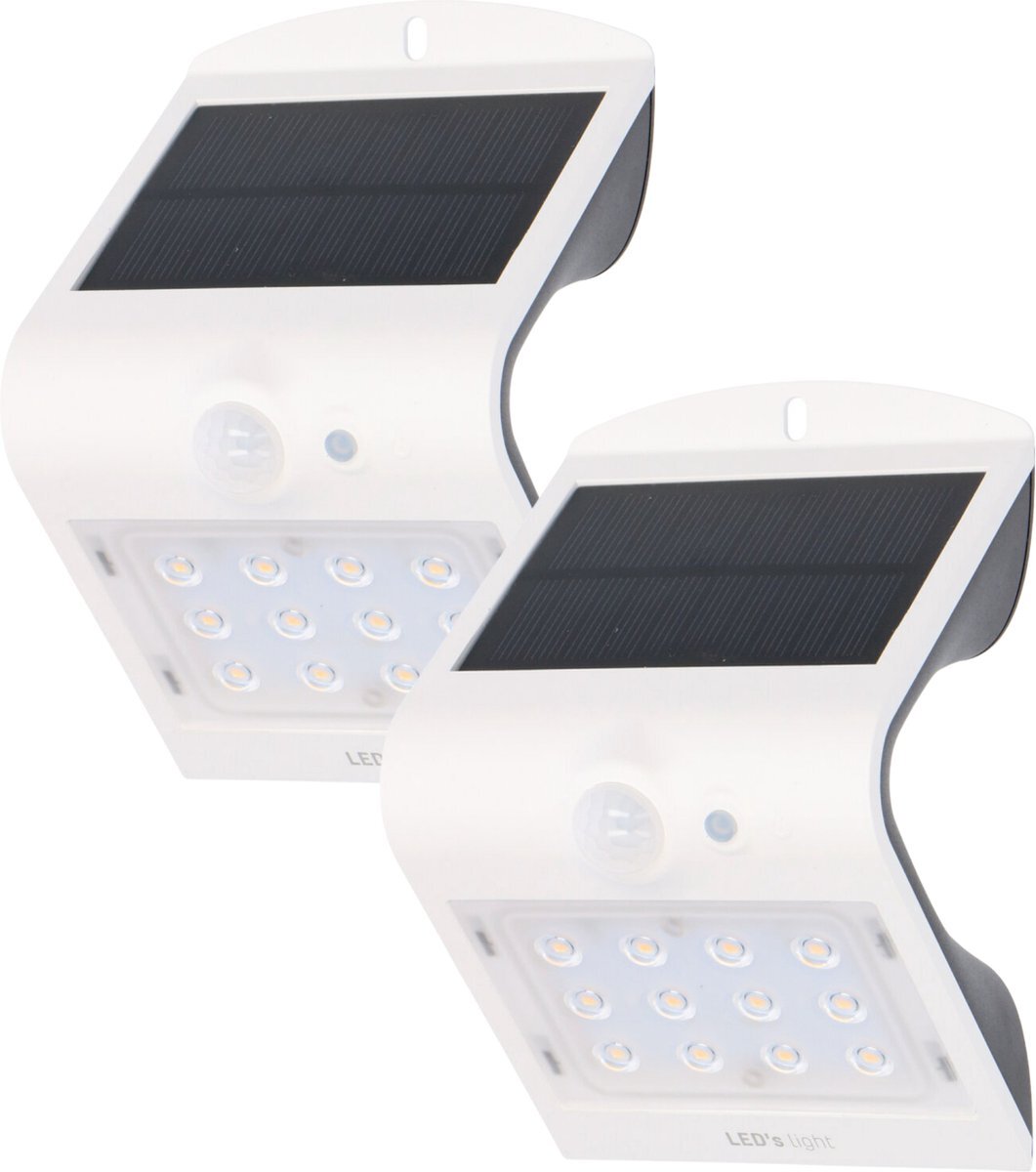 Proventa Proventa® Set van 2 Solar Wandlampen buiten met bewegingssensor - Draadloos - Wit