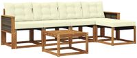 vidaXL - Bank loungeset - 5 zitplekken - Acacia hout - Naturel en crème