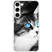 Samsung Bedrukt siliconen hoesje compatibel met Galaxy S23 Plus Chat yeux bleu