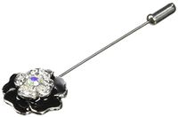 Mopec metalen naalden met zwarte bloem en strass, 12 stuks, metaal, 0,5 x 2 x 6,5 cm