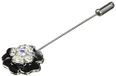 Mopec metalen naalden met zwarte bloem en strass, 12 stuks, metaal, 0,5 x 2 x 6,5 cm
