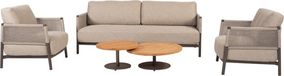 4 Seasons Outdoor Volta Savanne loungeset 5-delig teak bruin/terre grijs zand/latte