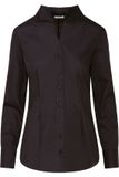 Seidensticker Damesblouse, modieuze blouse, Keltische kraag, strijkvrij, slim fit, lange mouwen, 100% katoen, zwart.