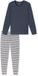 SCHIESSER Pyjama lang Dames Jeansblauw Gestreept 100% Katoen Maat 46