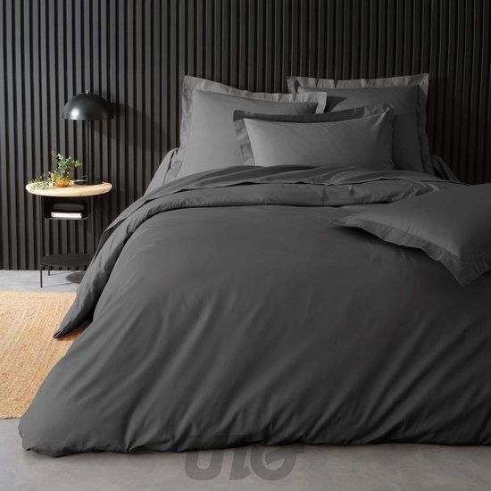 douceur L3C SI Dekbedovertrek Percale Effen Katoen Antraciet Tweepersoons 240x220 cm