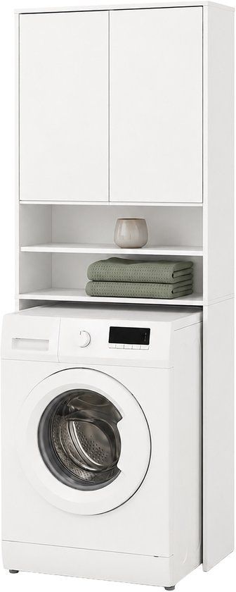 Merkloos Wasmachinekast - wit - 63,5x174x30 cm