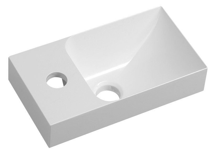 Sapho Piccolino Gekweekte Marmeren Wastafel Links 30.5x17cm Wit