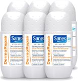 Sanex 6 x Advanced Dermo Repair Deodorant Roller - 24h Anti-Transpirant - 0% Alcohol - 50 ml