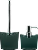 MSV Toiletborstel en zeeppompje - badkamer set Aveiro - kunststof - donkergroen