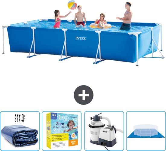 Intex Rechthoekig Frame Zwembad - 450 x 220 x 84 cm - Blauw - Compleet Pakket
