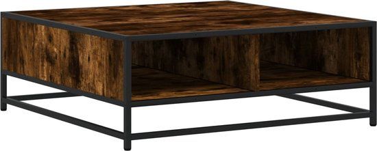 vidaXL Salontafel 80x80x30 cm bewerkt hout en metaal gerookt eiken