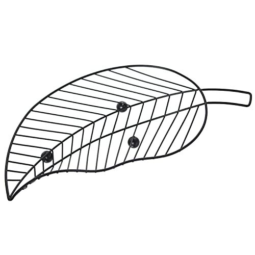 DRW Fruitschaal met bladvorm - Zwart - 41 x 20 x 5 cm