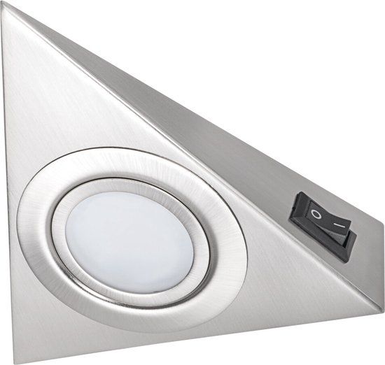 Kanlux ZEPO Onderbouw Keukenverlichting - Driehoek met Schakelaar - Staal