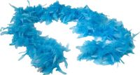 Atosa Carnaval verkleed boa met veren - blauw - 180 cm