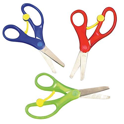 Baker Ross E7376 Spring Loaded' Kids Schaar (Pack van 3) voor kinderen kunst en ambachten,GEASSORTEERD
