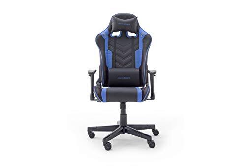 Robas Lund DX Racer Sport OK 132 Gamingstoel, bureaustoel met kantelfunctie, in hoogte verstelbare draaistoel, pc-stoel, ergonomische managersstoel, zwart-blauw