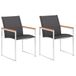 VidaXL Fauteuil de jardin Acacia, Acier inoxydable, Textile (2 pièces)