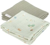 Little Dutch Swaddle Doeken Set Hydrofiel 70x70 - Little Farm/Olive - 2 Stuks