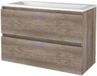 Basic Line Start 46 Badkamermeubelset - 100 x 46 cm - Greeploos - 2 Lades - Acryl Wastafel - Zonder Kraangat - Scotch Oak