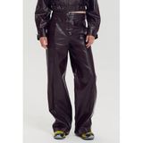 HARPER & YVE imitatieleren wide leg broek - donkerpaars