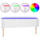 vidaXL Hoofdbord LED 203x16x78/88 cm Kunstleer Wit
