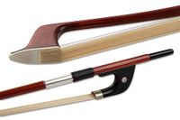 GEWA contrabasstrijkstok, 1/4 - natuurhaar - Duits model - ronde stok - hardhouten slof