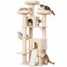 PawHut Krabpaal voor binnenkatten, 184 cm, met 3 krabpalen, beige