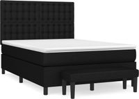 vidaXL Boxspringbed met matras, stof, zwart, 140x190 cm