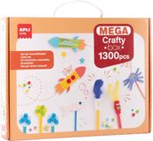 Apli Kids 20122 Mega Crafty Box, knutselset, 1300 delen, verschillende materialen voor doe-het-zelf-activiteiten voor kinderen