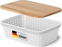 Novaliv opbergdoos met houten deksel Mini 1L mand wit in rotan design
