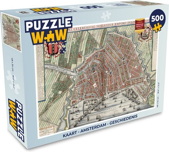 MuchoWow Puzzel Kaart - Amsterdam - Geschiedenis - Legpuzzel - Puzzel 500 stukjes