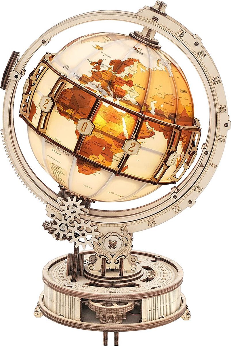 ROCR Houten Puzzels Lichtgevende Globe 3D Model Kits om te bouwen voor Volwassenen Hersenen Teaser Puzzels Bithday