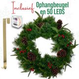 Meisterhome Kerstkrans met verlichting - 60 cm - 50 LED-lampjes