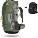 CarryQuest® 60L Sac à dos de randonnée - Sac à dos de trekking imperméable avec housse de pluie, panneaux arrière en mesh et ceinture ventrale - Vert