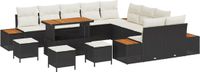 vidaXL Tuinbank Set Zwart Poly Rattan