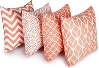 Penguin Home Kussenovertrek, 4-delige set decoratieve vierkante kussenovertrekken, luxe en stijlvolle hoezen voor de woonkamerbank, Katoen, Orange, 45 x 45 cm