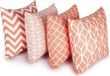Penguin Home Kussenovertrek, 4-delige set decoratieve vierkante kussenovertrekken, luxe en stijlvolle hoezen voor de woonkamerbank, Katoen, Orange, 45 x 45 cm