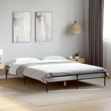 vidaXL Bedframe hout metaal grijs sonoma eiken 140x200 cm