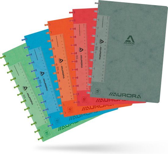Aurora ADOC A4 Schrift - Omslag met linnenstructuur + meetlat - Geassorteerd