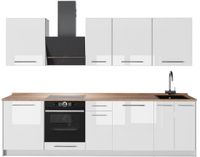 Vicco Complete keukeneenheid Fame-Line, Wit Hoogglans/Wit, 280 cm, WB Eik