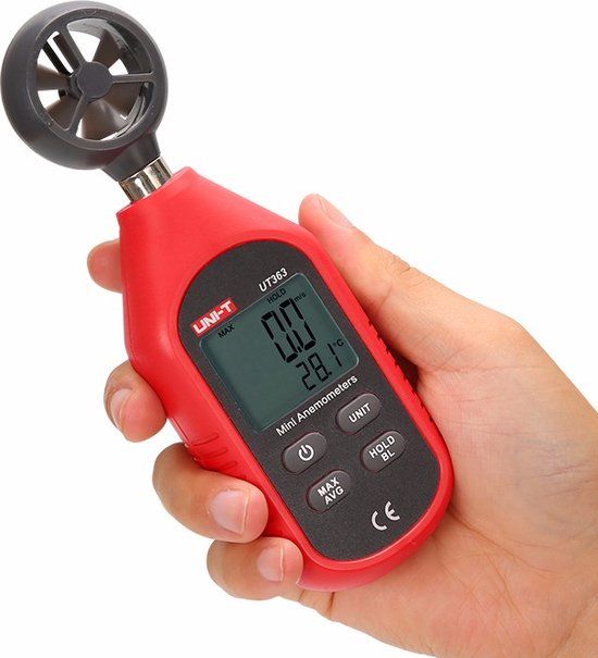 Merkloos Ortho Digitale wind snelheidsmeter anemometer windmeter lucht snelheidsmeter Meet niet alleen de windsnelheid maar ook de temperatuur