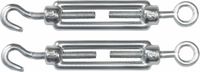 AMIG Spanschroeven/draadspanner met haak/oog - 2x - 11cm - verzinkt staal - 120kg - M6 schroefdraad