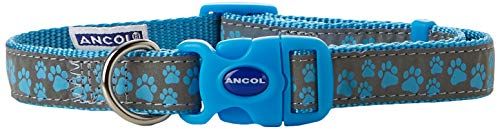 Ancol Fashion Nylon Adjustable Collar - Blue Paw - 30-50cm - Sizes 2-5