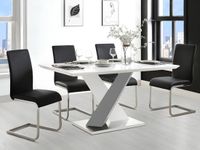Vente-unique Eettafel SALVA - 6 zitplaatsen - Gelakt mdf - Wit en zwart L 160 cm x H 76 cm x D 90 cm
