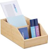 Merkloos Relaxdays bureau organizer - bamboe - 3 vakken - 9 x 15,5 x 25,5 cm - kantoor