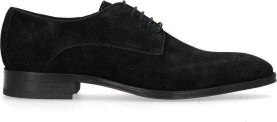 Manfield Heren Zwarte Suède Veterschoenen Maat 42