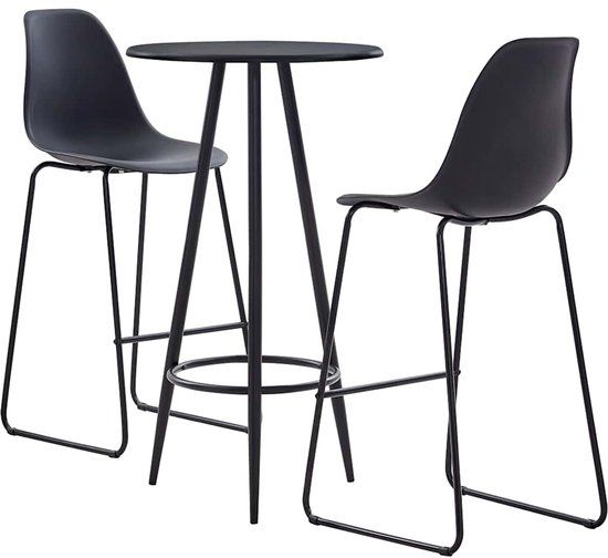 vidaXL 3-delige Barset kunststof zwart