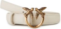 PINKO Leren Riem Love Berry H2 Belt W95 White - Antique Gold Crème