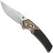 WE Knife WE24087-3, Hand Rubbed Satin Böhler M390, Champagne Titanium, Twill Carbon Fiber Inlay couteau de poche